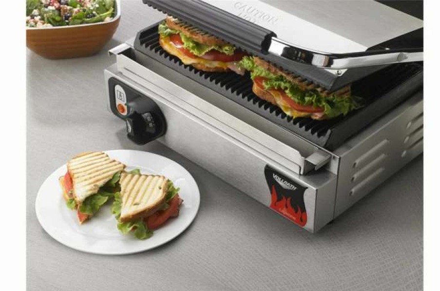 Countertop Cooking * | Panini Press Vollrath 40794 Grooved Top & Bottom Panini Sandwich Grill 13-1/2 X 9-1/8 Cooking Surface