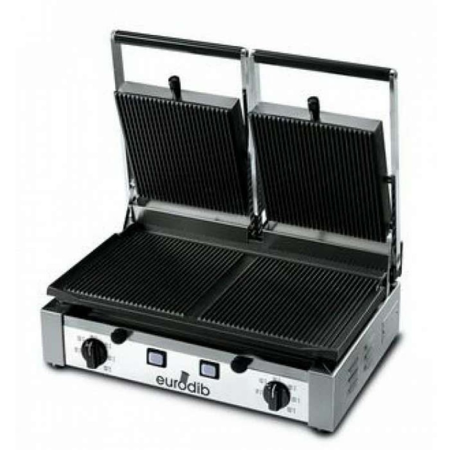 Countertop Cooking * | Panini Press Eurodib Pdr3000 Double Grooved Panini Grill 20 F X 10 F