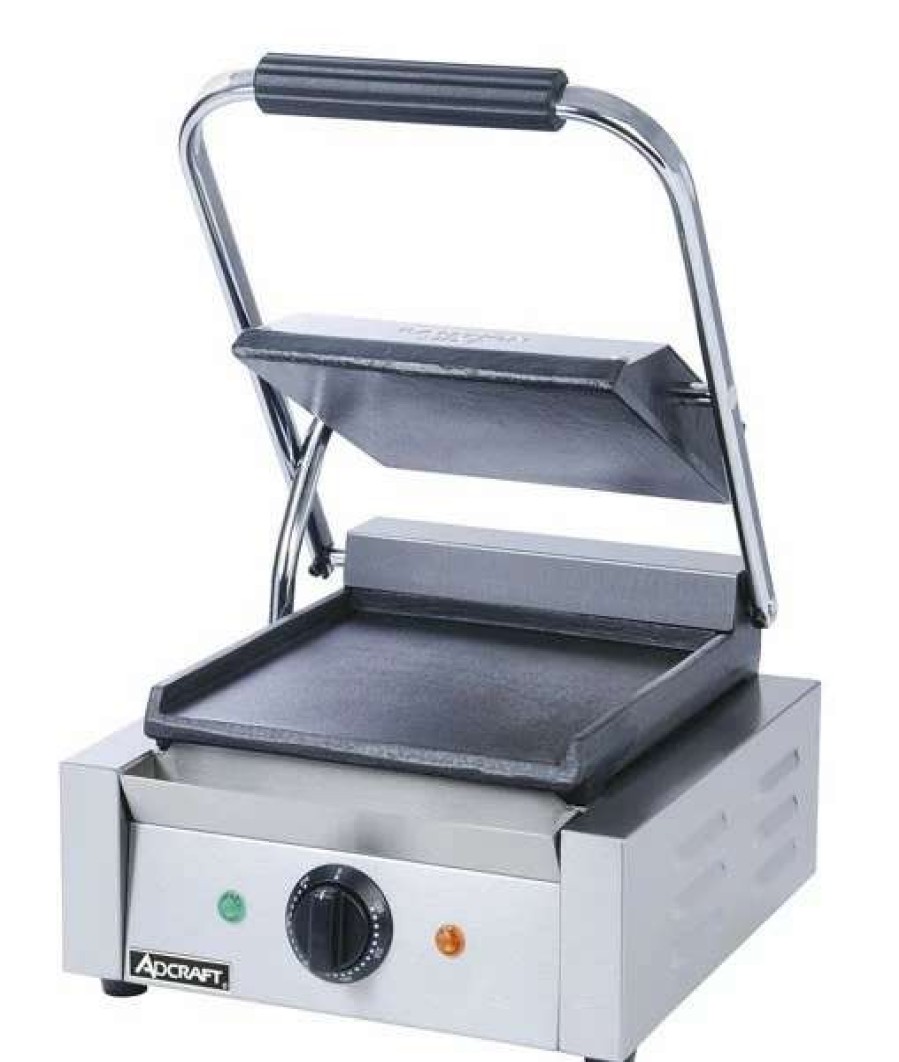 Countertop Cooking * | Panini Press Adcraft Sg-811/F Sandwich Grill Press With Flat Plates