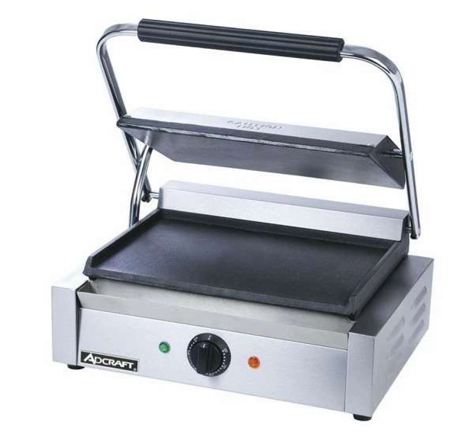 Countertop Cooking * | Panini Press Adcraft Sg-811E/F Commercial Panini Sandwich Grill With Flat Plates