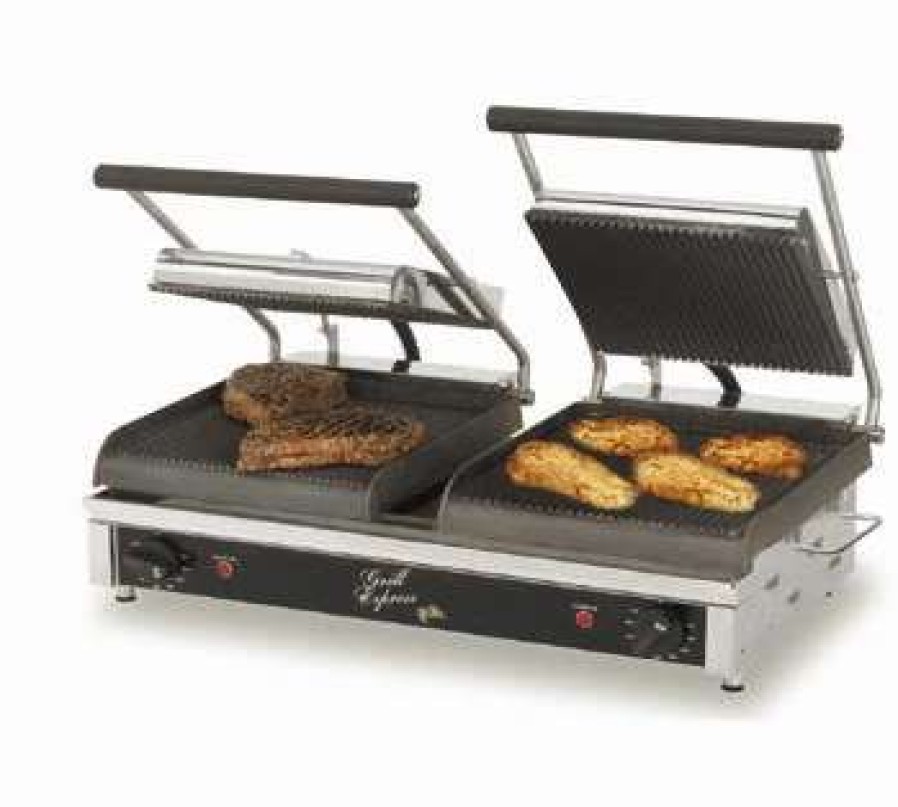 Countertop Cooking * | Star Gx20Ig Double Panini Press With Cast Iron Grooved Iron Plates 20 X 10